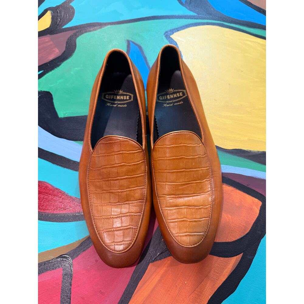 Gifennse Men’s Brown Leather Loafers – Size 8